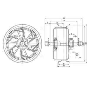 Moteur <span class=keywords><strong>QS</strong></span> <span class=keywords><strong>10000W</strong></span> 12x3.5 pouces QS260 60H V4 72V 110KPH BLDC moteur de moyeu de roue pour moto électrique nouvel état - Product Image 3