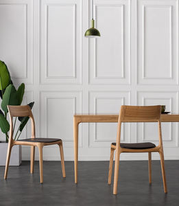 Stapelbarer nordischer skandi navis cher Leders itz Naturholz Esszimmers tuhl für Restaurant Cafe - Product Image 5