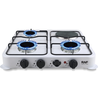 Cuisinière à gaz et électrique RAF R.8510 à quatre brûleurs 1000W avec corps en fer de 0,4 mm, chauffage uniforme, boutons rotatifs pour la cuisson domestique et les tâches culinaires