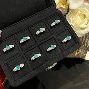 S925 Sterling Silver Vintage Antique Diamond Set <b>Ring</b> Paraiba Tourmaline Mint Green White Mother <b>Pearl</b> Cut Stone Luxury Diamond - Product Image 5