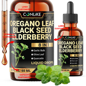 Suplemen Oregano 8 dalam 1 Tetes Cair Oregano dengan Minyak Biji Hitam, Elderberry, Bawang Putih, Daun Zaitun, <span class=keywords><strong>Quercetin</strong></span>, <span class=keywords><strong>Bromelain</strong></span>, Lada Hitam - Product Image 6