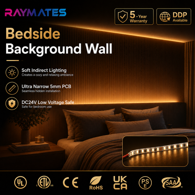 UL SMD2835 Flexible LED Strip Light 24V 120LEDs 5mm Wide Dimmable Smart Led Light Strip for Car Interior Home Lighting Strip Led