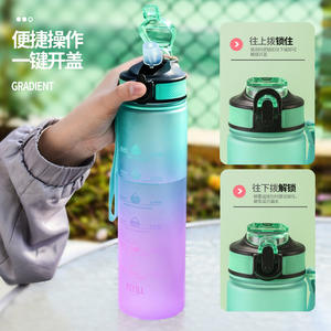 Bouteille d'eau sport Gradient 750 ml avec couvercle à ouverture rapide, gobelet portable en plastique avec paille pour les voyages et l'exercice - Product Image 1