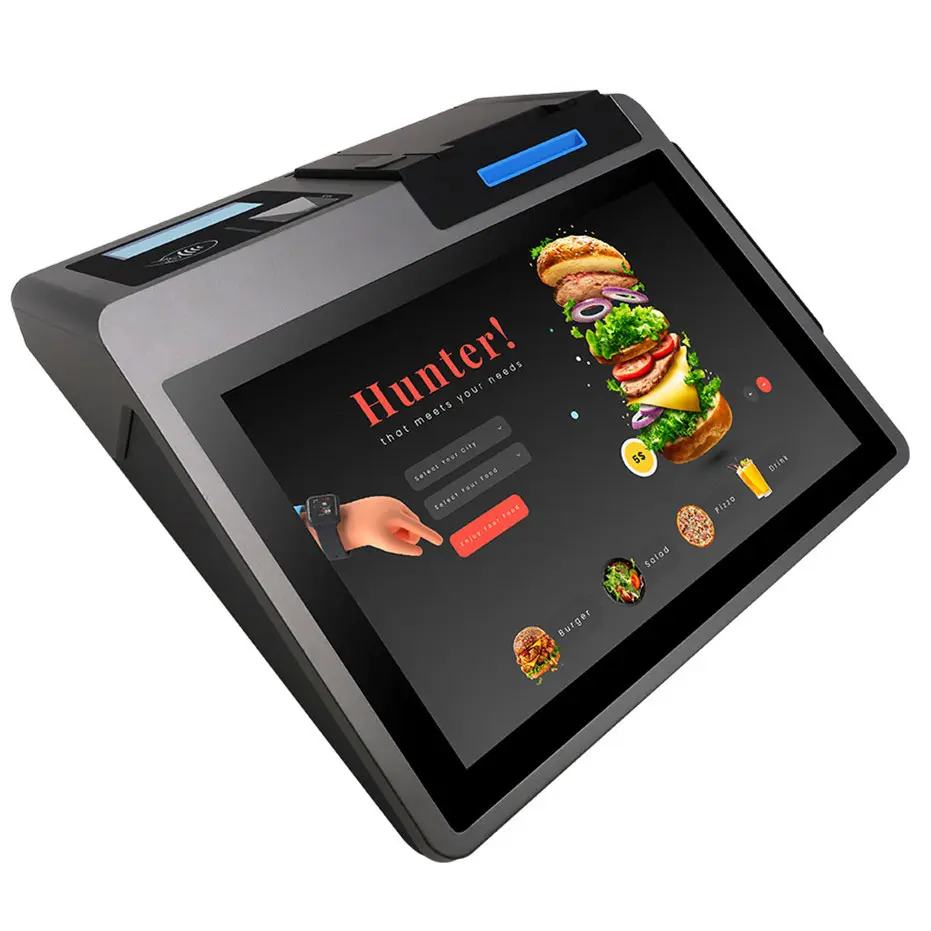 Android 11 8-Core Touch Screen Display Pos Desktop Tablet NFC Card Reader Sistema de Ponto de Venda de Pagamento Para Restaurante
