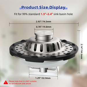 Tapón de drenaje <span class=keywords><strong>universal</strong></span> para <span class=keywords><strong>bañera</strong></span>, filtro de drenaje 3 en 1, accesorios de filtro de drenaje para cuarto de ducha tipo prensa - Product Image 3