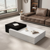 Table basse rectangulaire extensible moderne de luxe en bois avec plateau en marbre pour salon, meubles de maison
