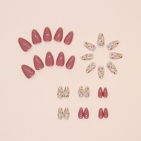 Capsules d'ongles style Ins, courtes, en forme d'amande, à porter, détachables, motifs floraux frais, 30 pièces
