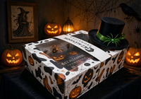 Boîte en papier tendance et écologique en matériaux recyclés avec gaufrage, sac d'Halloween pour chapeaux et produits d'Halloween
