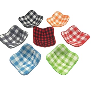 4 Packs Offre Spéciale Cuisine Colorée 7 "sq Colorful Plaid Microwave Heated Bowl Holders Microfiber Towel Cloth Bowl Huggers - Product Image 5