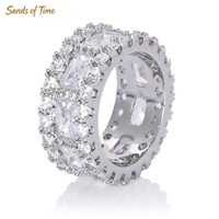 Bague de doigt personnalisée pour homme, style streetwear, plaqué or 18 carats, avec moissanite VVS couleur D taille baguette mixte, style hip-hop urbain, pour rappeur, effet bling