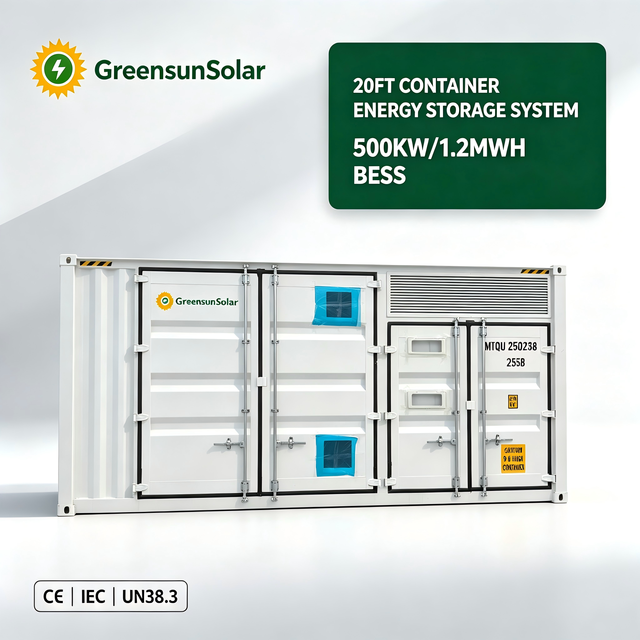 Greensun BESS Lithium Battery Storage Container 500KW 1.2MWh Solar Energy Storage System for Commercial Industrial Use