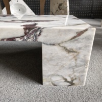 Table basse de luxe pour salon en marbre Calacatta Viola, grande table de café, ensemble de tables basses de luxe, plateau ajouré moderne sur piétement