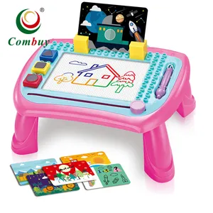 Magnetico 2in1 tavolo da disegno per bambini con blocchi di costruzione