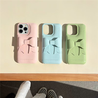 Étui de téléphone créatif 3D en forme de papillon, couleur unie, adapté à l'iPhone 16 Promax, étui à bulles, anti-chute, TPU