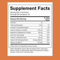 AegleWell Gummies Calcium Magnésium Zinc avec Vitamines C D3 K2 – 60 Bonbons Gommeux en Forme d'Ours pour Favoriser l'Absorption du Calcium et la Santé Immunitaire