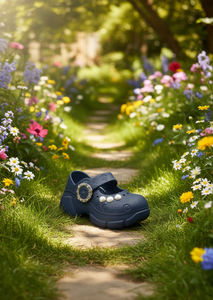 Zoccoli con Plateau Stile Mary Jane con Perle, Scarpe Estive Morbide e Leggere, Taglia 16, Punta Rotonda, Suola in EVA, Tomaia in Plastica - Product Image 2