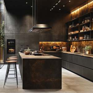 Conjunto de Renovación de Cocina Integrada de Lujo Ligero Personalizado, Gabinetes de Acero Inoxidable, Soporte de Diseño Completo para Proyectos de Apartamentos y Villas - Product Image 6