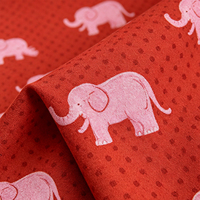 Vente en gros de linge de lit pour enfants 100% coton, ensemble de couette 4 pièces avec imprimé éléphant rose mignon, couleur terre cuite, pour filles