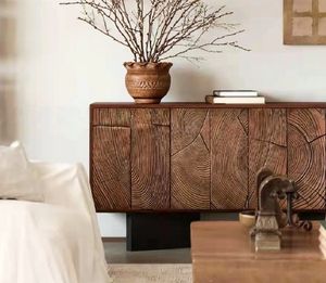 AmericanCuster, Aparador de madera de roble macizo de diseño moderno, muebles rústicos Retro para el hogar, comedor, sala de estar, hoteles - Product Image 5