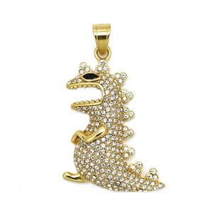 Collar de Hip Hop con Dijes de Animales Chapados en Oro y Diamantes Completos, Collar con Dijes de Dinosaurio - Product Image 1