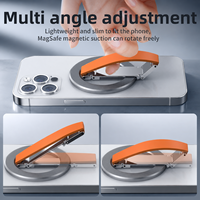 Support de téléphone magnétique flexible en alliage d'aluminium avec logo personnalisé, aimant puissant, base rotative et sangle de poignet pour bureau
