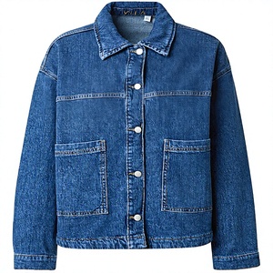 Custom Women's <b>Cropped</b> <b>Denim</b> <b>Jacket</b> Wholesale Slim Fit Long Sleeve Jean Coat Autumn Fashion Casual Outerwear Breathable Organic - Product Image 1