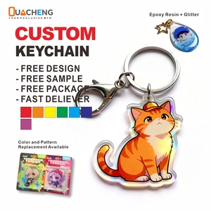 Personalized Customized Acrylic Charms Keychains Holographic Glitter Epoxy Process Anime Acrylic Keychains