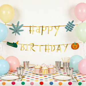 Bannière <span class=keywords><strong>Joyeux</strong></span> <span class=keywords><strong>Anniversaire</strong></span> Thème Safari Jungle 2,5m Guirlande en Papier pour Décorations de Fête d'<span class=keywords><strong>Anniversaire</strong></span> Enfants Fournitures Safari Wild One - Product Image 1