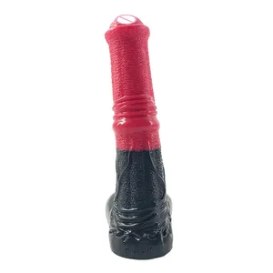 FAAK 26cm 10 "4cm de silicona animal consolador rojo y negro caliente sexo anal juguetes realista trasero macho dildo enorme consolador de caballo