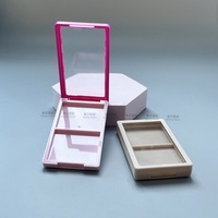 Palette de contour et d'illuminateur personnalisée à double compartiment, forme allongée, avec couvercle rabattable, en plastique ABS, étui vide pour emballage cosmétique