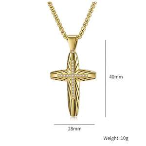 Hip Hop Curved Surface Zircon Religious <b>Cross</b> Anti Non Tarnish WaterProof Stainless Steel Fashion Jewelry Pendant <b>Necklaces</b> <b>Men</b> - Product Image 2