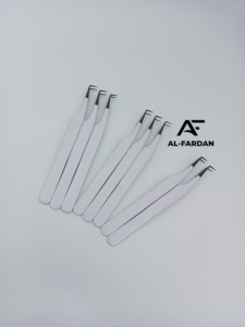 Pince à épiler japonaise en acier inoxydable pour cils, pointe en fibre à 90 degrés, couleur blanche, pointes plasma noires, pince à épiler pour extensions de cils - Product Image 5