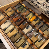 Ensemble d'accessoires de cuisine personnalisés, 24 pièces, bouteilles de rangement pour épices, 4 oz, 120 ml, couvercles en bois d'acacia, pots à épices, herbes pour la cuisine