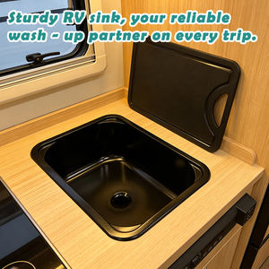Fregadero de cocina redondo negro <span class=keywords><strong>JDA</strong></span> encimera de acero inoxidable 304 fregadero de un solo cuenco RV para autocaravana RV caravana Camper yate barco - Product Image 4