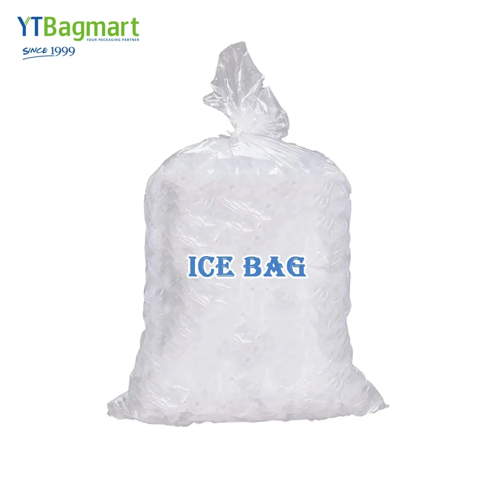 Saco de proteção ambiental em cubos de gelo, embalagem plana transparente em cubos de gelo