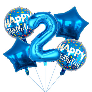 Hete 5-delige folie ballonboeketset, 18 inch ronde gelukkige verjaardag heliumballonnen, cijferballonnen voor verjaardagsdecoratie - Product Image 3