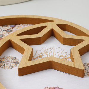 Bandejas Originales con Diseño de Luna Estrellada para Ramadán, Bandeja de Madera <span class=keywords><strong>Eid</strong></span> <span class=keywords><strong>Mubarak</strong></span> para Decoración de Ramadán - Product Image 3