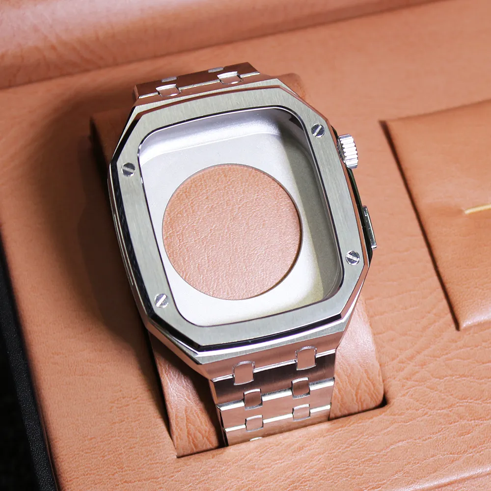 Luxury Solid Custom Design Stainless Steel 316L Metal Strap Bezel Case Wrist OEM Watch Mechanical Watch Band Case Set