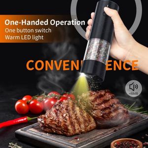 Electric Salt <b>Pepper</b> <b>Grinder</b> Set USB Rechargeable Warm LED Light Adjustable Coarseness Lidaop Large Capacity Automatic Black - Product Image 2