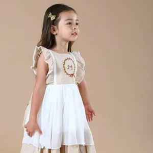 Großhandel rosa handgemachte Stickerei Kleid Kinder Remake Kleid für Kinder Mädchen 2 bis 14 Jahre alte Baby kleider