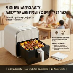 Freidora de Aire Compacta de 6L con Ventana Visible, 2000W de Alta Potencia, Panel Táctil Digital, 8 Programas Inteligentes Preestablecidos para una Cocina Saludable - Product Image 6