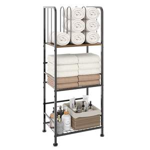 SENYU Modern 3 Tier Metal Bathroom Storage Rack with Towel <b>Dividers</b> and <b>Shelves</b> for Organized Laundry and Bath Essentials - Product Image 1