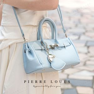 Pierre Loues Women's Half Moon <b>Handbag</b> Blue Crossbody Bag With Chain Charm <b>Summer</b> 2025 - Product Image 1