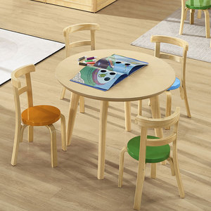 Bureau et chaise pour maternelle, ensemble de meubles, Table ronde <span class=keywords><strong>en</strong></span> <span class=keywords><strong>bois</strong></span>, Montessori, haute qualité - Product Image 1