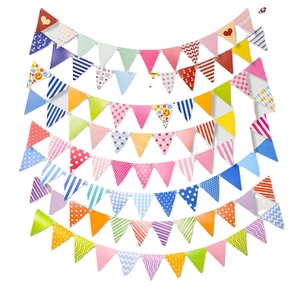 Đầy Màu sắc giấy cờ Vòng hoa cho lễ hội Giáng sinh năm mới trang trí bên tam giác Banner sắp xếp treo đạo cụ - Product Image 1