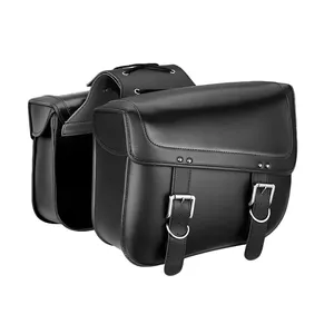 OEM High Quality Waterproof PU Leather Universal Black Motorcycle Saddlebags