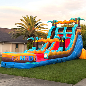 New trượt nước sao spangled Splash trượt 20 'Mỹ Anh Hùng Dual Lane trượt nước Inflatable với hồ bơi nước - Product Image 3