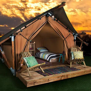 Tente de safari de luxe à toit triangulaire pour l'extérieur, avec structure en bois, idéale pour le glamping et les retraites de vacances - Product Image 2