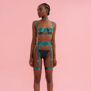2025 Fetish Lingerie <strong>Nake</strong> Open Bra Fancy Underwear Women Uncensored Luxury Sexy Costume <strong>Fantasy</strong> Bilizna Set With Garter Belt - Product Image 2
