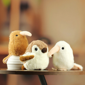 Porte-clés pendentif en peluche oiseau <span class=keywords><strong>Kiwi</strong></span> blanc et marron, jouet en peluche, figurine de dessin animé miniature, oreiller de sommeil, vente en gros - Product Image 1